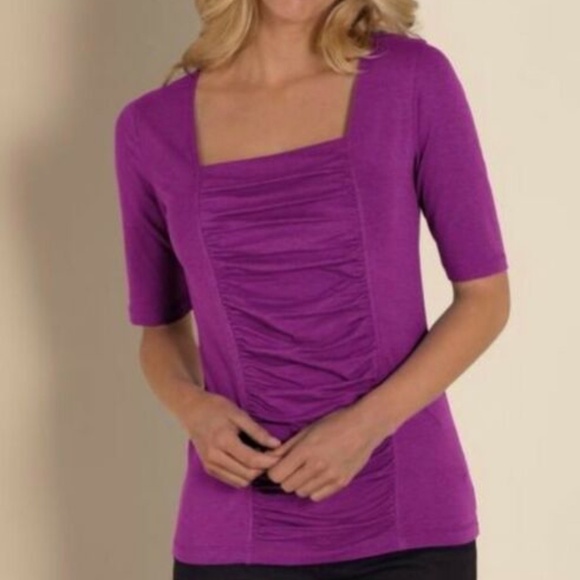 Soft Surroundings Tristan Square Neck Ruched Top S - Picture 1 of 6